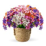 ZCOINS 12 Bundles Artificial Flowers Plants Outdoor Indoor, UV Resistant Fake Silk Flowers Faux Plastic Flowers Plants for Home Garden Decorations, Multicolor-6 Colors