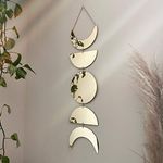 Moon Cycle Wall Decor | Acrylic Decorative Moon Phase Mirror Boho Wall Hanging | Bohemian Decor for Bedroom |Preppy Aesthetic Mirror Decorations for Living Room Moon Phases Art | Gold Wall Decor