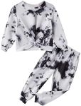 Arshiner Toddler Girls Two Piece Outfits Kids Tie Dye Twist Front Top and Pants with Pockets Kids Sweatsuit Set 3-4Y