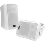 Pyle Outdoor Wall-Mount Patio Stereo Speaker - Waterproof Bluetooth Wireless & No Amplifier Needed - Portable Electric Theater Sound Surround System for Home Party Cabinet Enclosure