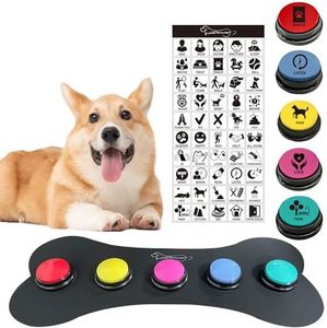 Set of 5 Color Dog Buttons with Rubber Mat for Communication,Voice Recording Button,Dog Talking Buttons,Pet Buttons,Dog Training & Behavior Aids,Train Your Dog to Voice What They Want