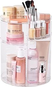 YIEZI 360 Rotating Acrylic Makeup Organiser, Multi-function Adjustable Spinning Holder, Storage Cosmetic, Skincare, Perfume and Accessories, Great for Beauty Vanity, Bedroom, Bathroom, Kitchen - Clear