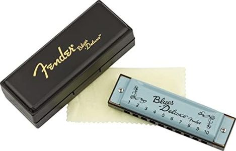 Fender Blues Deluxe Harmonica, with 1-Year Warranty, Key of C 10 Holes, with Hard Plastic Carrying Case, Guitar Accessories, Daphne Blue