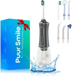Puur Smile Professional Water Flosser - Advanced Dental Care for a Healthier Mouth, Gum, and Teeth - IPX7 Waterproof, 4 Replacement Tips, Travel-Friendly, Rechargeable - Effortless Oral Hygiene at You