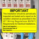 oub4 Electrical Periodic Inspection Test Labels Electrical Safety BS7671 | 76 mm x 51 mm | Semi Gloss self-Adhesive Labels | Permanent Adhesive (100 Labels), YELLOW (PTL2022)