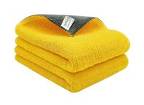SOFTSPUN 900 GSM, Microfiber Cloth 30x40 Cms 2 Piece Yellow+Grey Towel Set,Extra Thick Microfiber Cleaning Cloths Perfect for Bike, Auto,Cars Both Interior and Exterior.