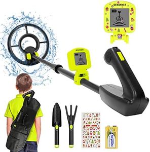 DEWINNER Metal Detector for Kids Ages 8-12 Lightweight Waterproof Search Coil, LCD Display, 28-35'' Adjustable Stem Kids Metal Detector for Junior & Youth with DIY Sticker