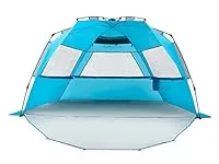 Pacific Breeze Easy Setup Beach Tent Deluxe XL with extendable Floor for Privacy, SPF 50+ Pop Up Beach Tent Provides Shade for 4 or More People