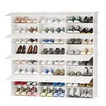 JOISCOPE Shoe Storage Cabinet Organiser 3 x 8 Tier Modular Dustproof Plastic Shoe Rack Cabinet, Large Capacity Multifunctional Shoe Cabinet, Space Saving for Hallway Bedroom Entryway, Milky