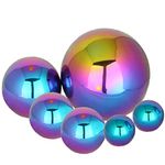 zosenda Stainless Steel Gazing Ball, 6 Pcs 50-150 mm Multi-Colour Mirror Polished Hollow Ball Reflective Garden Sphere, Pre-Drilled Gazing Globe for Home Garden Ornament Decorations