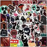 Doors Roblox Figure Stickers 50 Pcs Funny game Stickers for Laptop Hydro Flask Luggage Phone Water Bottle Bumper Car Skateboard Bike,Vinyl Waterproof Terror Stickers for Teens Adults Kids