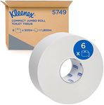 KLEENEX® Compact Jumbo Roll Toilet Tissue (5749), 2 ply, Jumbo Toilet Roll, 6 Rolls / Case, 300m / Roll (1,800m)