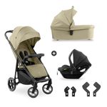 hauck Shop N Care Trio Set, Olive - Lightweight Pushchair (only 8.5 kg) Travel System with Pram Unit & i-Size Car Seat from Birth, Snack Tray, Cup Holder & Raincover, Fully Reclining up to 22 kg