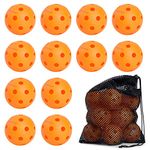 JoncAye Indoor-Pickleball-Balls 12 Pack, USAPA Standard Orange Pickle Balls Set with Mesh Ball Bag, Accessories for Pickleball-Paddles, Pickle-Ball Game Equipment | Pickleball Gifts for Women Men