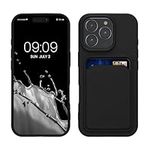 kwmobile Case Compatible with Apple iPhone 16 Pro Case - TPU Phone Cover with Credit Card Holder - Black