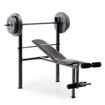 Marcy Competitor Standard Workout Bench with 80 lbs Vinyl-Coated Weight Set Combo CB-20111