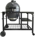 Flintex 22 Inch Kamado Grill,Charcoal & Wood Smoker Grill with Rolling Cart, Multi-Function BBQ Grill with Stainless Steel Warming Rack, Pizza Stone, and Vegetables Basket for Outdoor Backyard Cooking