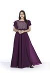 BOSARU Women Charming Geometric Embellieshed Gown (X-Large, Wine)