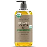 MAJESTIC PURE USDA Organic Castor Oil | Hexane Free & 100% Pure | Cold Pressed | Body, Hair & Carrier Oil | 8oz