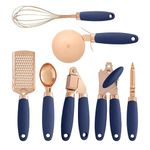 SKYTONE Silicone Kitchen Spatula and Utensils Spoon Set 12-Piece Silicone Kitchen Cooking Utensils Set, Non-Stick Utensils Set Heat Resistant Easy Clean, BPA Free Tools (Cyan, 12) (Blue, 7)