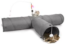 OWNPETS Tempcore Pet Cat Tunnel Tube Cat Toys 3 Way Collapsible, Cat Tunnels for Indoor Cats，Kitty Tunnel Bored Cat Pet Toys Peek Hole Toy Ball Cat, Puppy, Kitty, Kitten, Rabbit