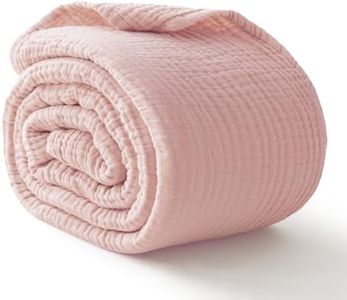 Kozyhvn 100% Cotton Muslin Blanket Large 50"x 70", 6 Layers Breathable and Lightweight Cotton Throw Blankets for Couch, Soft Cooling Summer Gauze Blanket for Adults All Season, Dusty Rose‌