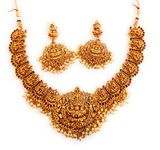 Adyashree Emporium Traditional Diamond and Gold Plated Latest Fashion Necklace Set Maharani Haar with Red, Green colour beads and Earrings. Latest Necklace set Jewellery Set for Women