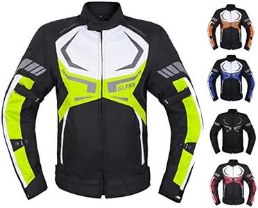 MOTORCYCLE JACKET MENS CE ARMORED BIKERS RIDING RACING WATERPROOF ALL SEASON JACKET (GREEN, X-LARGE)