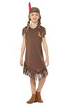 The Fancy Dress® Native American Indian Girl Costume Children Indian Wild West Fringe Dress Girls Theme Party Maiden Brown Costumes, 5-6 Years