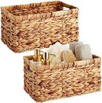 Juvale 2 Pack Small Rectangular Wicker Baskets for Shelves, 6 Inch Wide Hand Woven Water Hyacinth Baskets for Shelf Organizing, Storage