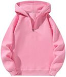 Verdusa Men's Quarter Zip Pullover Hoodies Long Sleeve Drop Shoulder Sweatshirt Casual Pullover Pink Medium