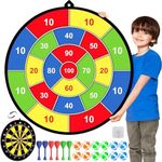 29 Inches Kids Dart Board Set,Double Sided Dart Board with 12 Sticky Balls,6 Darts,Indoor & Outdoor Party Games Toys Gifts for 3 4 5 6 7 8 9 10 11 12+ Year Old Boys Girls and Adult