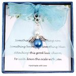 QqzsJewls Something Blue for Bride to Be on Wedding Gifts Bridal Angel Bouquet Garter Charm from Mom Dad Grandma Sister Friends, Zinc, No Gemstone