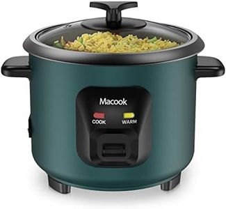 0.6L Mini Rice Cooker 3-Cups Uncooked, Macook Portable Non-Stick Small Travel Cooker, 15 Minutes Fast Cooking, Keep Warm, Suitable for 1-3 People, Green 22x22x20cm (CFXB15-3H)