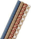 Hallmark All Occasion Reversible Wrapping Paper - Gold & Kraft Stripes, Triangles, Chevron, Polka Dots