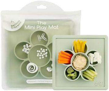 ezpz Mini Play Mat for Baby & Toddler - 12 Months+ (Sage) - Suction Plate for with Flower Compartments for Crafts, Painting, Sorting - Promotes Pincer Grip