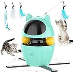 Pulatree Interactive Cat Toys, 4 in 1 USB Rechargeable Cats Laser Toy Feather Kitten Toys, Cat Ball Toys for Indoor Play Chase Exercise, Auto Off, 3 Speed Modes + 2-Angle Light, KM05