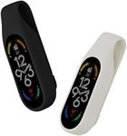 kwmobile 2X Clip Holders Compatible with Xiaomi Mi Band 7/6 / 5/4 - Clip-On Holder Replacement Set - Black/White