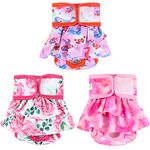 wegreeco Washable Dog Diapers (3 Pack), Highly Absorbent Dog Diapers for Female Dogs in Heat, Period, Incontinence, or Excitable Urination (Ocean of Flowers, Large)