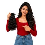 Capillatura Ponytail Human Hair Extensions - Wavy Easy Clip-In Style | Natural Hair | Changeable clips | Washable | original hair extensions (10, Natural Black)