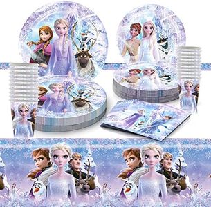 DreamJing Frozen Party Plates Cups Napkins and Tablecloth 20 Guests, Princess Elsa Anna Kids Girls Frozen Birthday Party Supplies Tableware Decorations