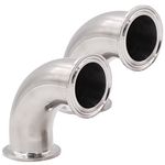 DERNORD 2 Pack 1-1/2" Tube OD Elbow 90 Degree Sanitary Pipe Fitting SS304 Tri Clamp 1.5 Inch