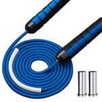 SONERNT Weighted Jump Rope, Adjustable and Thick Cotton Jump Ropes with Ball Bearing, Working Out, Fitness Weight Loss Exercise Skipping Rope for Women Men Adults Kids (Blue)