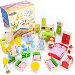 The Fully Furnished Bundle: 5 Sets of Colorful Wooden Dollhouse Furniture (41 Pieces) by Imagination Generation