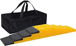 Homeon Wheels Rv Leveling Blocks, Used for Leveling Single Wheels, Heavy Duty Leveling Blocks and Chocks Anti-Slip Pads Design,Yellow Camper Levelers 10 Pack and Black Ramp 4 Pack with Carrying Bag