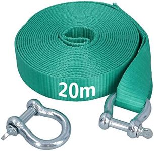AB Tools Extra Long 20m Recovery Strap Tow Rope & Two Shackles 8T Towing 4x4 Off Road