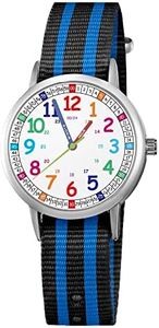 ITOOZYNN Kids Watch for Children Girls and Boys,Easy Read Time First Watch for Children's Toddler Learning Time,for Ages3~11 Boys Girls Little Child as Gift (Black_Blue)