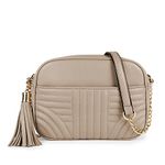 EVVE Quilted Crossbody Bags for Women - Stylish Camera Bag with Tassel - Lightweight Medium Size Shoulder Purse, Sand, One Size