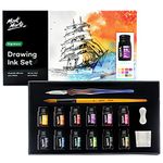 Mont Marte Drawing Ink Colors Signature 24pc x 0.24 US fl.oz (7ml), Art Set Includes Vibrant Ink Colors, for Illustration, Calligraphy, Scrapbooking.