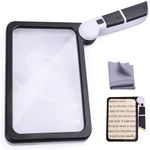 Magnifying Glass with Light, Page 5X Folding Handheld Rectangular Magnifier with 48 Lights for Reading Books & Close Work, Ideal Lighted Magnifying Gift for Low Visions